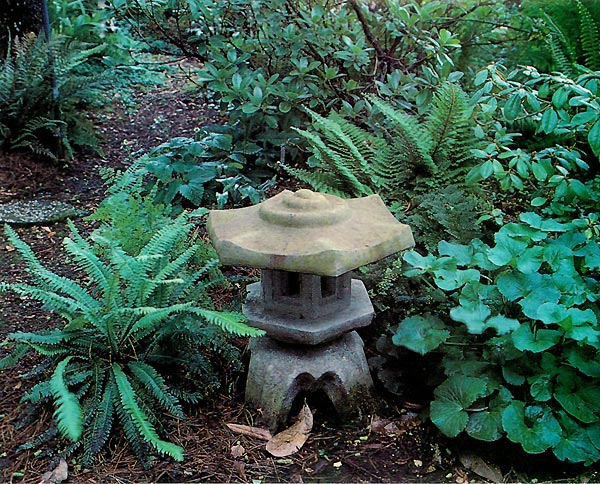 Japanese low stone lantern.