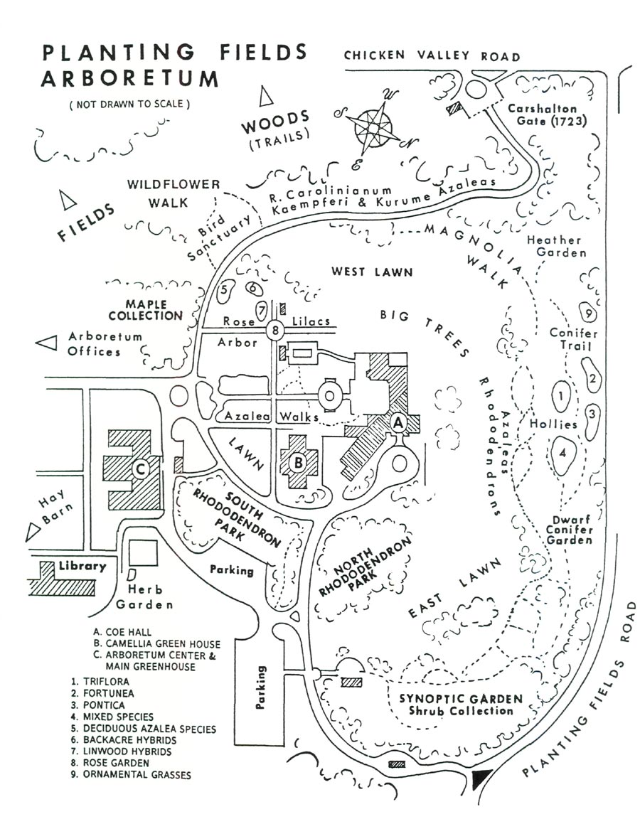 Map of Planting Fields Arboretum