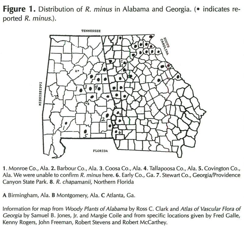 R. minus in Alabama and Georgia