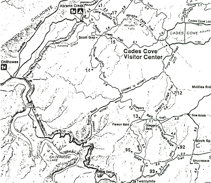 Great Smoky Mountains Trail Map, 
National Park, North Carolina/Tennessee