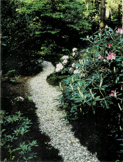 Garden with curving path.