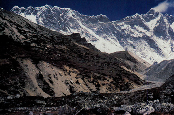Eroded slopes beneath Lhotse-Nuptse