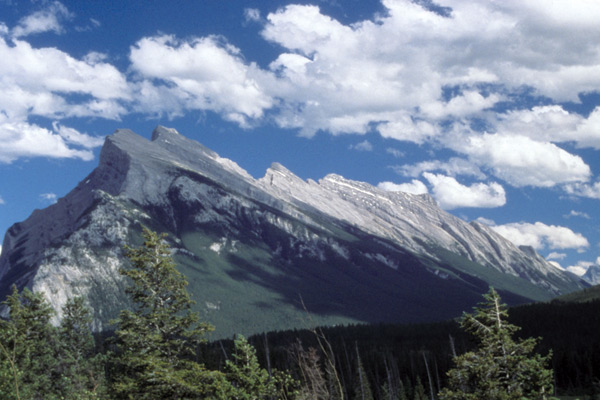 Mt. Rundle, Banff's signature mountain,
in Canadian Rockies Front Range - a classic thrust fault.