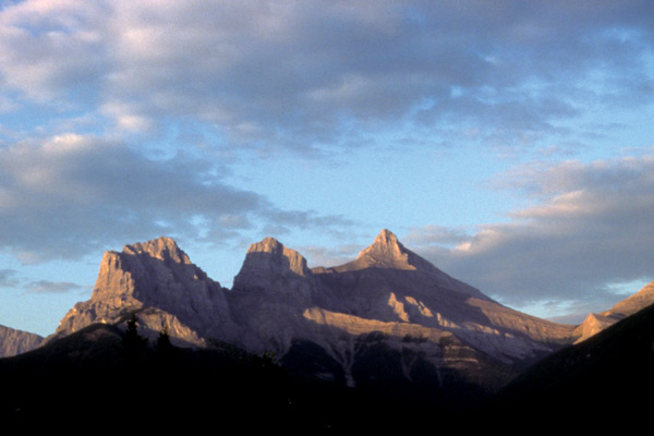 Three Sisters mountains at dawn, Canmore's
signature peaks.