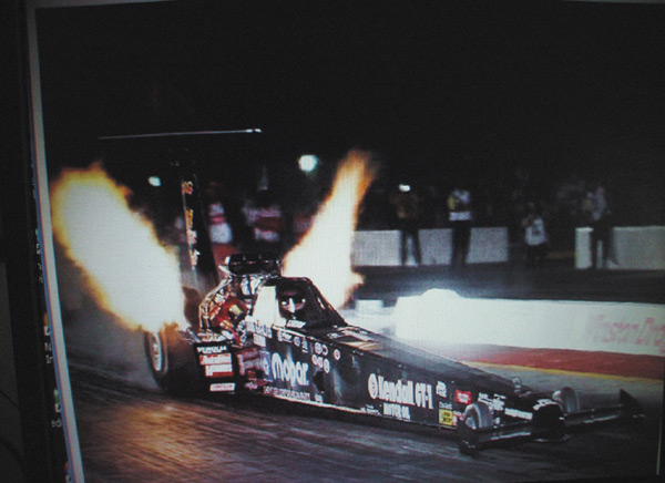 n 8000-horse powered nitro-burning top fuel dragster