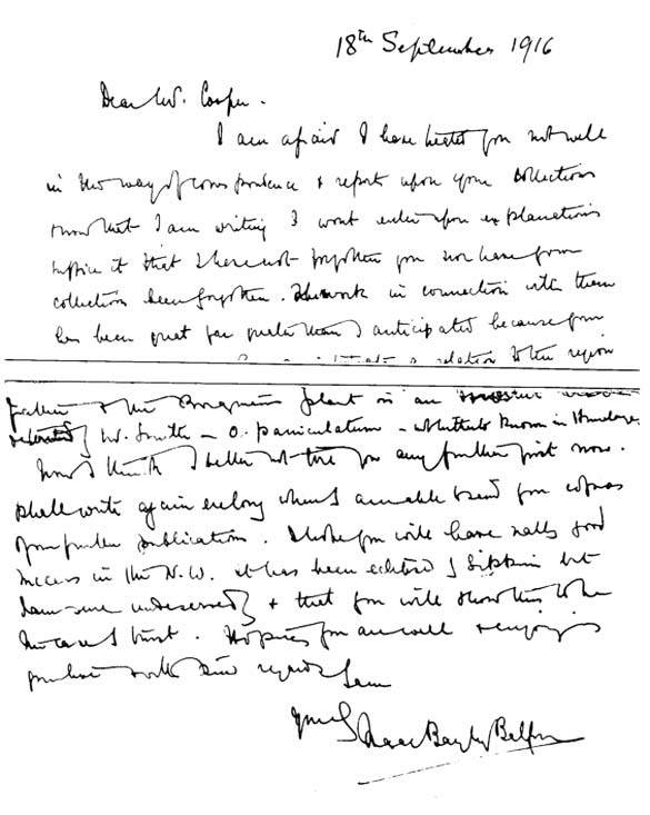 Opening and closing portions of the letter by Sir Isaac B. Balfour