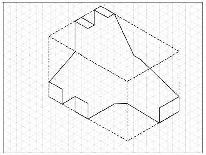 The faces of the isometric box that are coplaner are drawn with the rest of the box cut away.