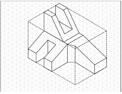 The faces of the isometric box that are coplaner, the planar normals, the inclined surfaces, and the oblique planes are drawn with the rest of the box cut away.
