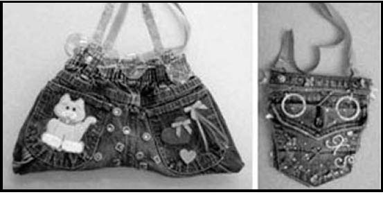 Two photographs of finished purses