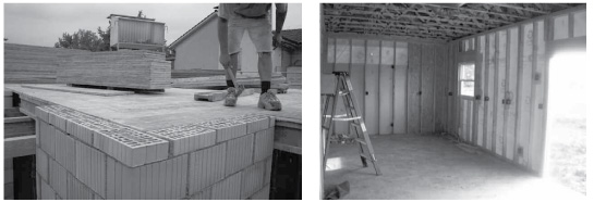 Swiss Masonry Walls (left) and U.S. Wood-frame Walls (right) (photos by authors)