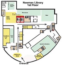 Map of first 
floor, Carol 
M. Newman Library,  Blacksburg, VA
