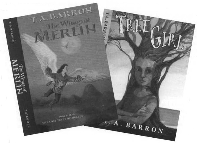 Images of the coverpage of the books The Wings of Merlin and Tree Girl