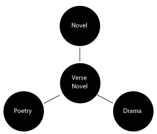Center circle, 'Verse Novel,' is connected to outer circles, 'Poetry,' 'Drama,' and 'Novel.'