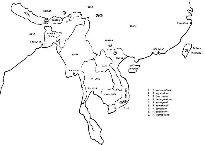 Non-Malesian Vireyas map