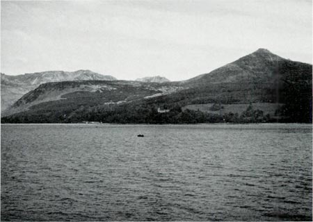 Brodick Castle and Goatfell peak from ferry.