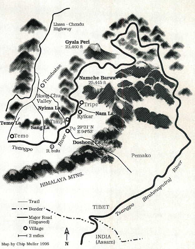 Tibet trek map