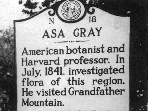historical marker for the botanical
contributions of Asa Gray