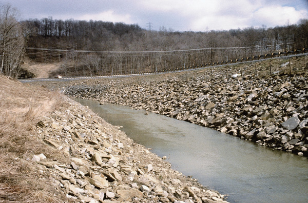 Modified water course of Brush Creek.