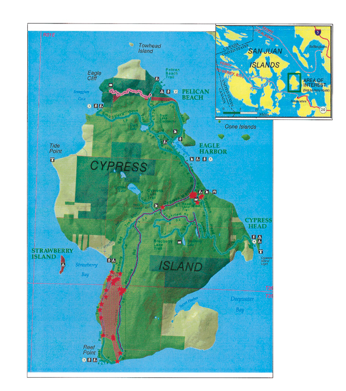 Cypress Island, WNARSP data shown
in dark pink.