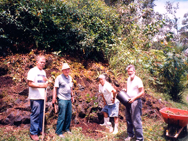Volunteers clearing the site for the Public Vireya Garden.