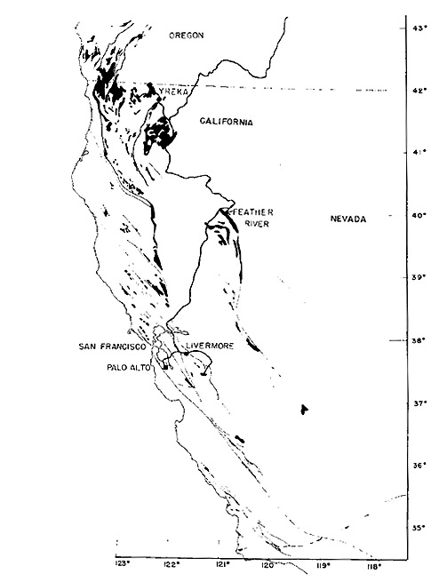 Serpentine areas of southern 
Oregon and California