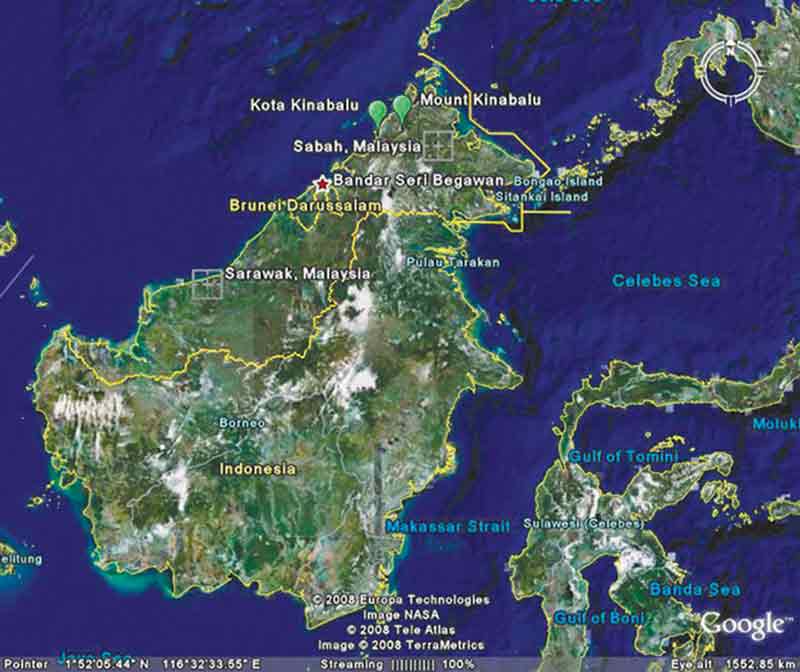 Figure 1. Borneo and the location of
Mount Kinabalu.