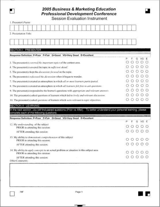 an evaluation form instrument